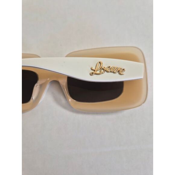 Loewe x Paula\'s Ibiza  Layered Rectangular Frame Sunglasses White and Beige main image 10